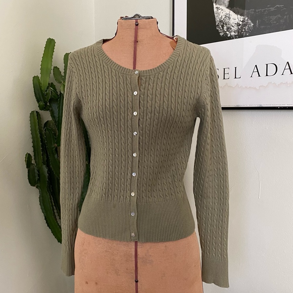 Vintage Eddie Bauer Sage Green Cardigan XS | Cottagecore Grandpa Aesthetic